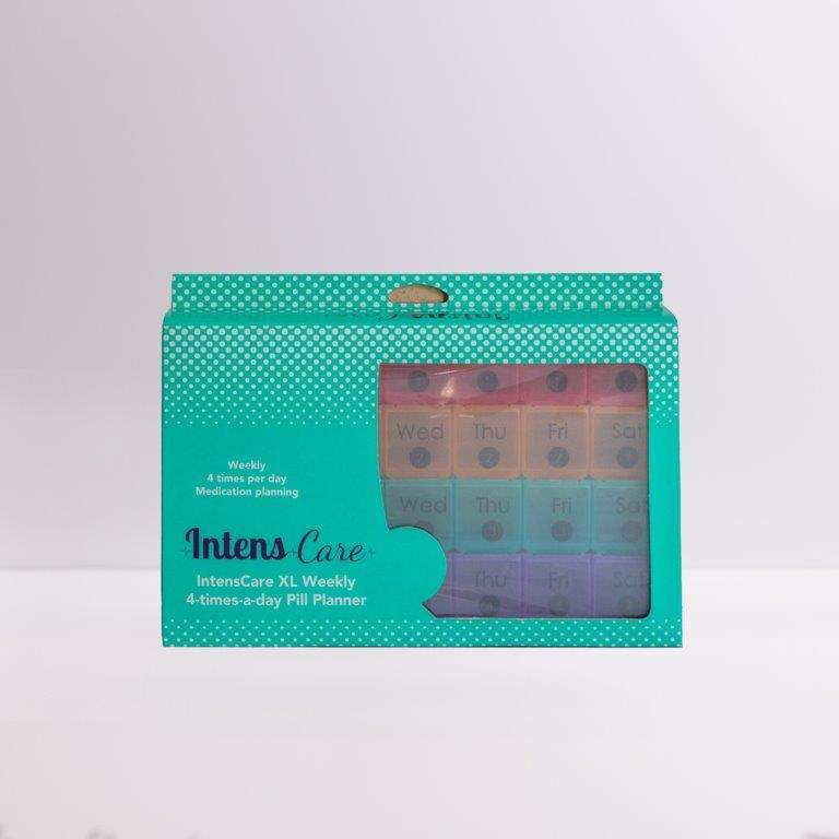IntensCare XL Daily 4-times-a-day pill planner with 28 removable containers for weekly medication management