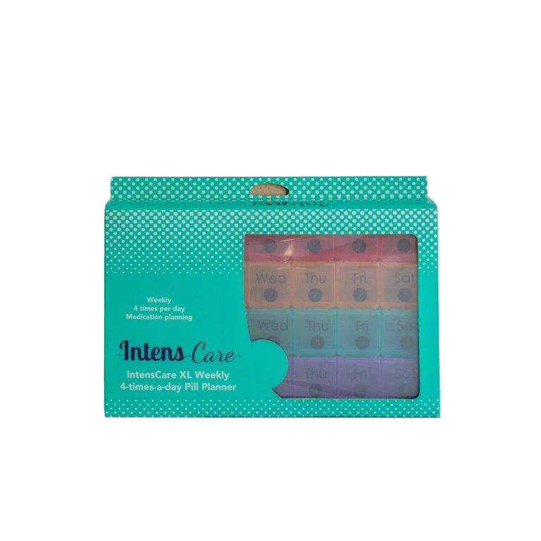 IntensCare XL Daily 4-times-a-day pill planner with 28 removable containers for weekly medication management