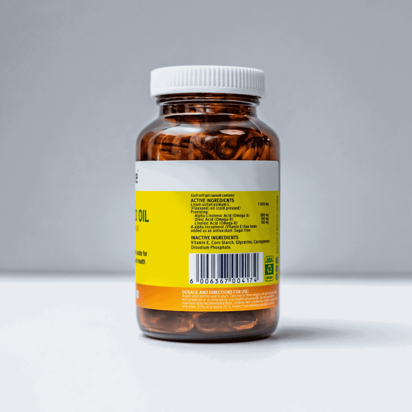 Veggie Caps Flax Seed Oil 1000mg bottle with omega fatty acids and vitamin E supplements