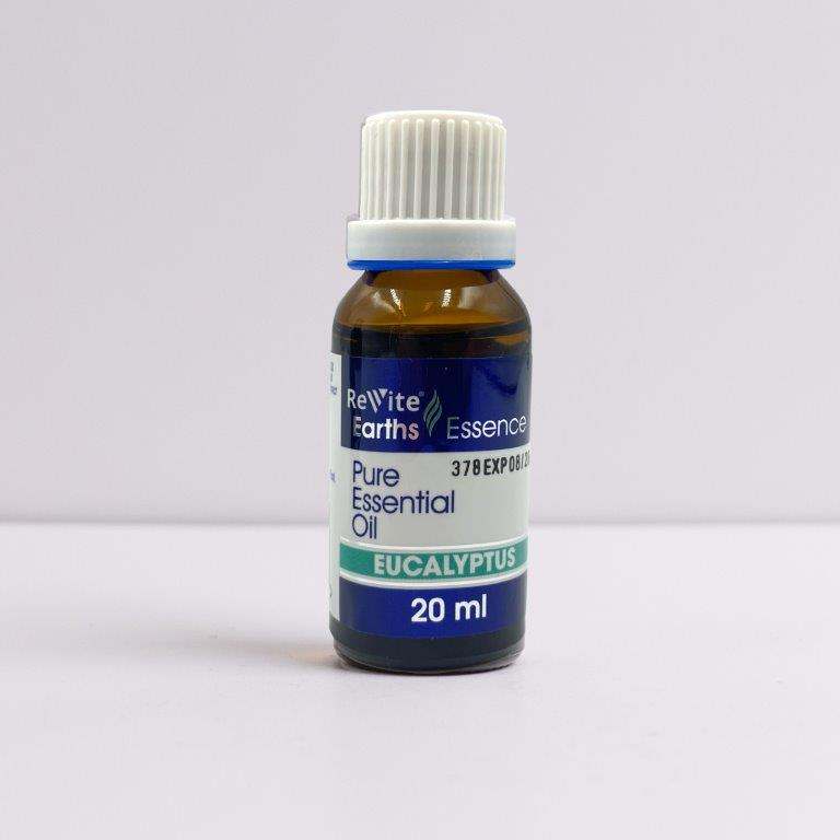 Revite Earth's Essence 100% pure eucalyptus essential oil 20ml bottle for colds and congestion relief