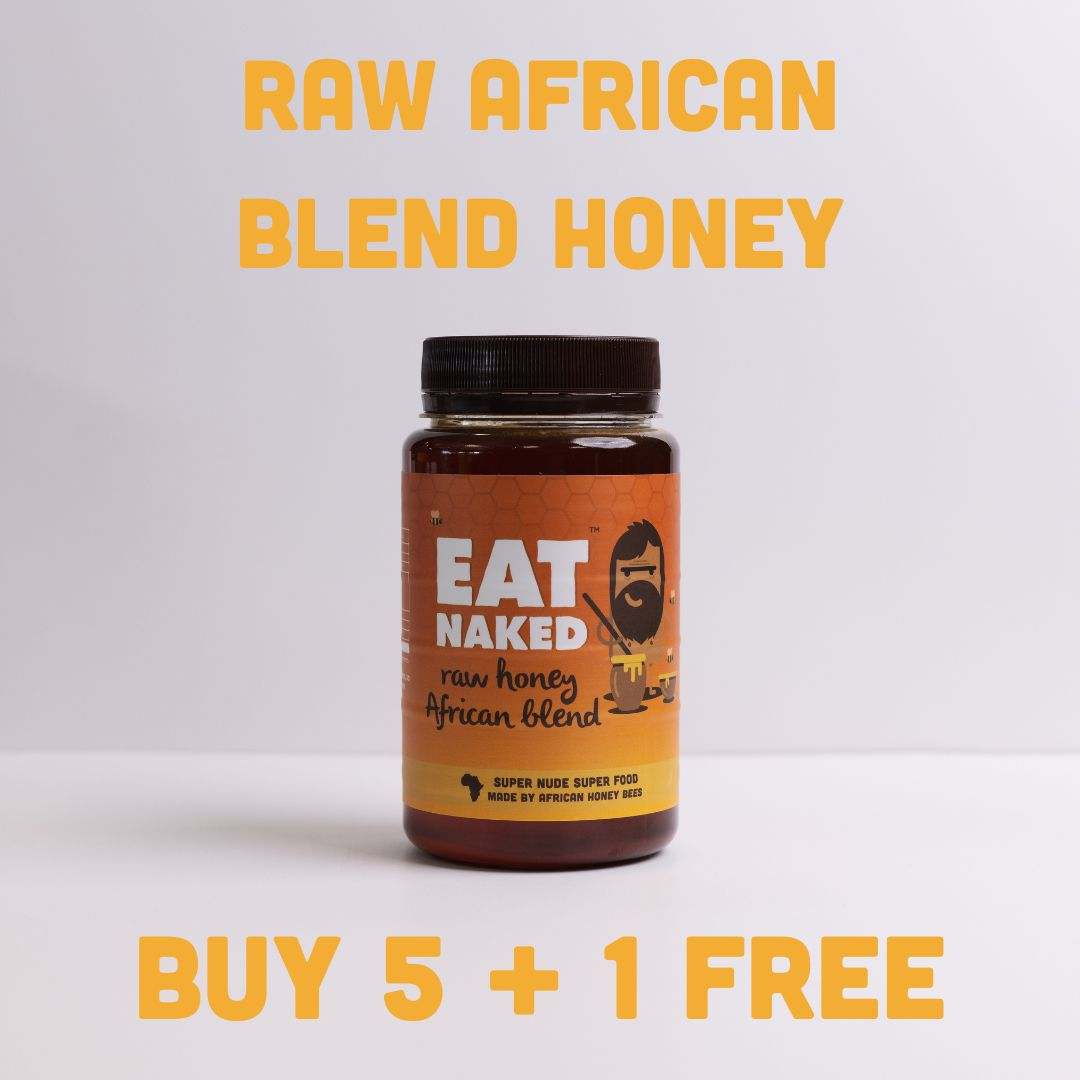 Jar of Raw African Blend Honey with buy 5 get 1 free offer and free delivery
