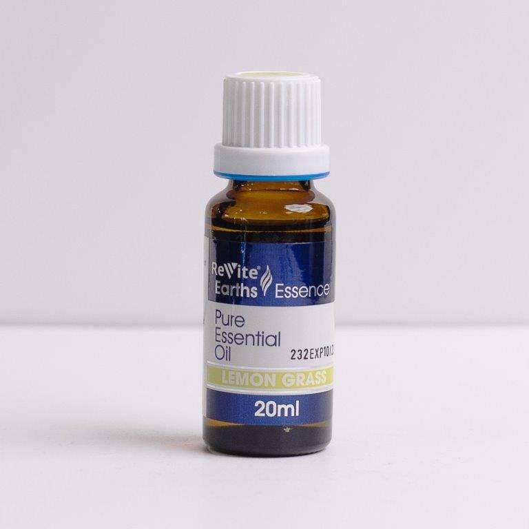 Revite Earth’s Essence 100% pure Lemon Grass essential oil 20ml bottle for stress relief and mood enhancement