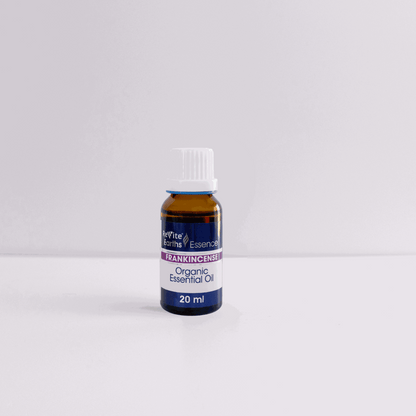 Revite Organic Frankincense 20ml bottle of pure, organic Boswellia essential oil with dropper cap