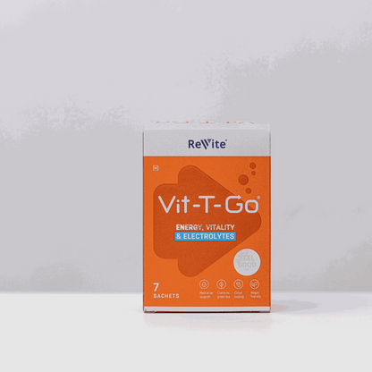 Vit-T-Go sachets energy drink with green tea extract, electrolytes, vitamins, and minerals, vegan-friendly, 7-pack box