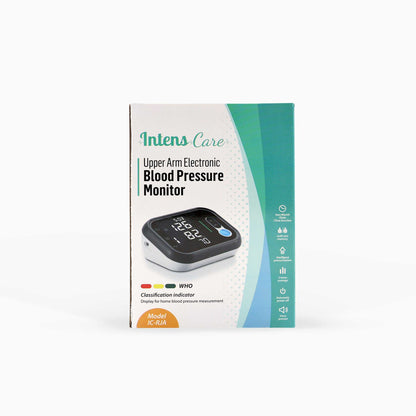 IntensCare Blood Pressure Monitor auto arm with large screen, WHO classification, irregular heartbeat indicator, and 2x90 memory sets