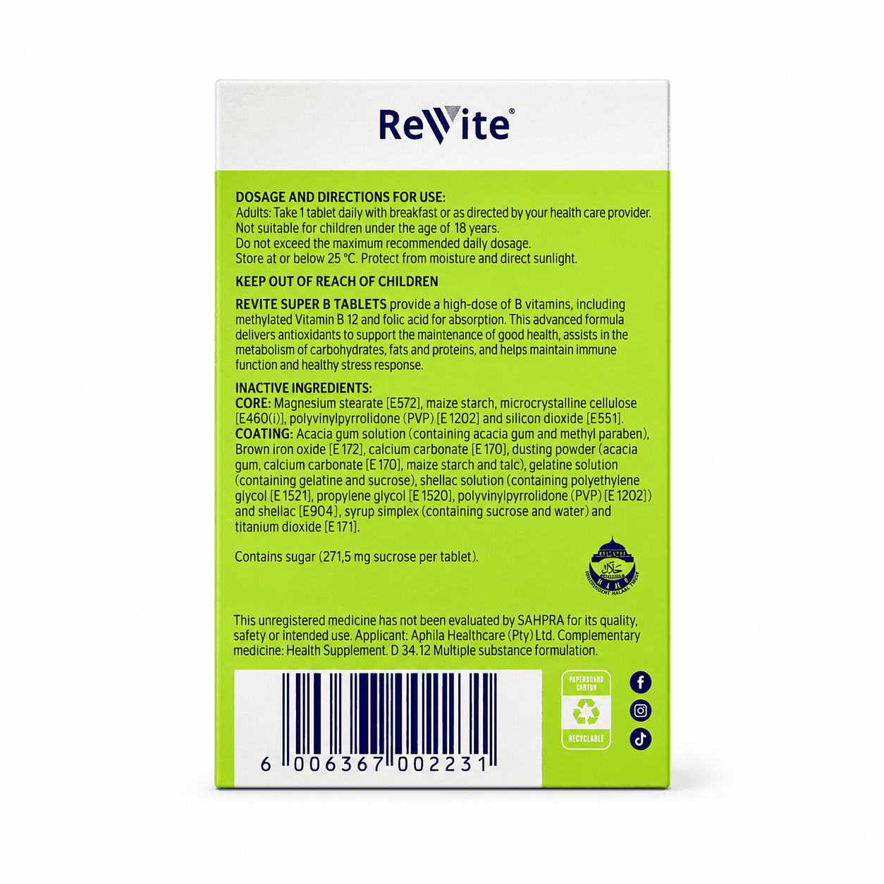 Revite Super B Methylated Tabs | 30's