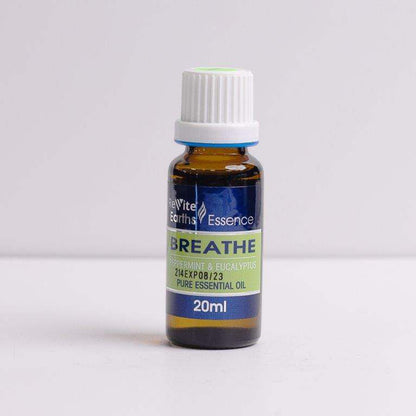 Revite Earth’s Essence Breathe Oil 20ml bottle of pure peppermint and eucalyptus essential oil with refreshing scent